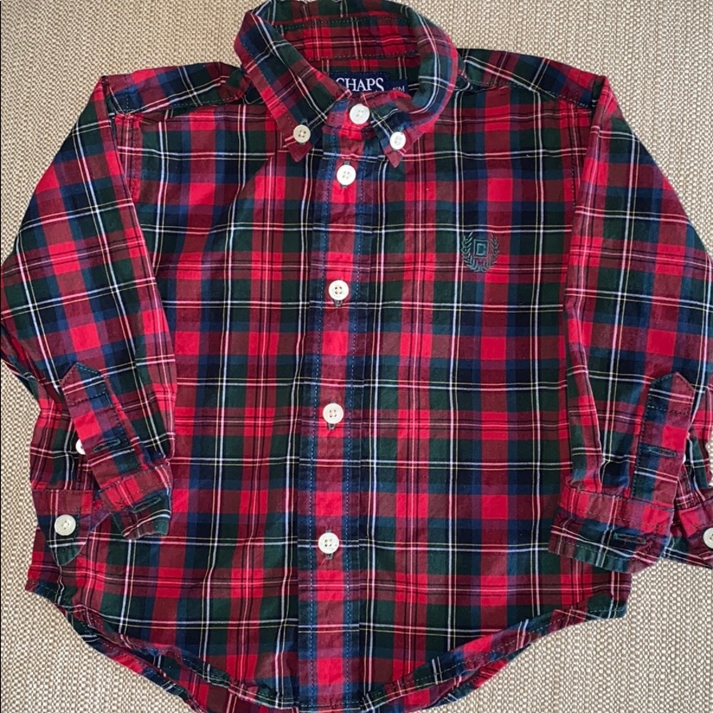 Chaps toddler plaid shirt. Red/green size 18 mo.